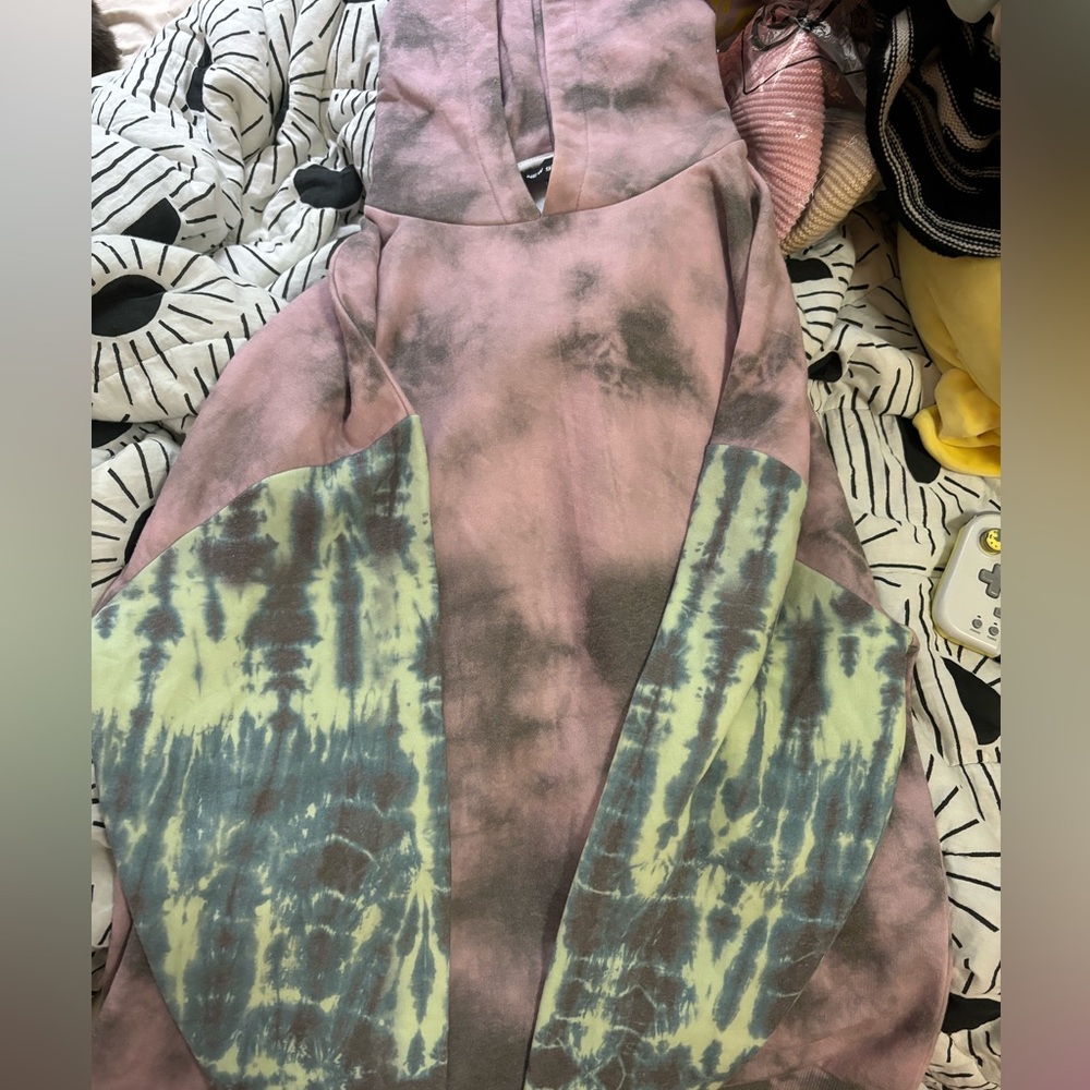 New Girl Order tie dyed glitter graphic hoodie